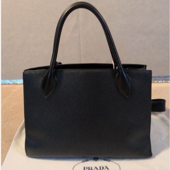 PRADA MONOCHROME TWO WAY TOTE/CROSSBODY AUTHENTICATED PREMIUM CONDITION SILVER - Picture 16 of 16